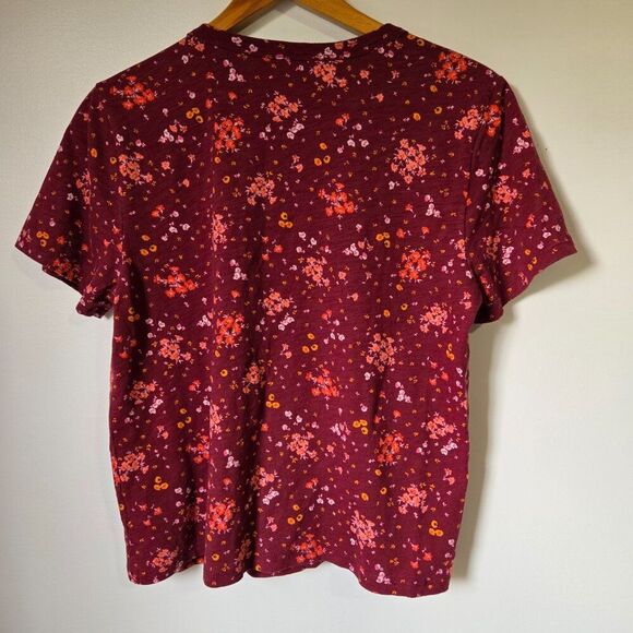 EUC OLD NAVY RED FLORAL COTTON TEE SIZE M - Picture 8 of 13